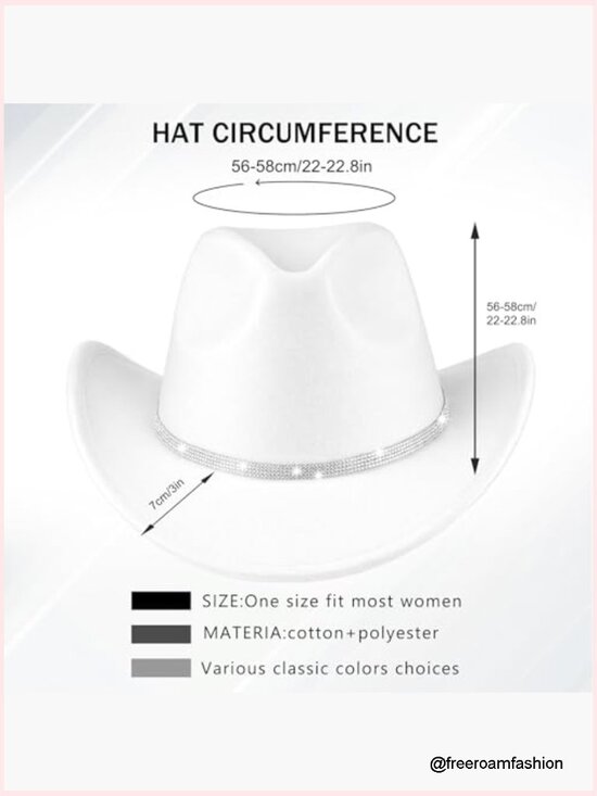 Cowboy Hat with Rhinestone DIY Decor Set for Women Sparkly Cowgirl Hat Western main image 5